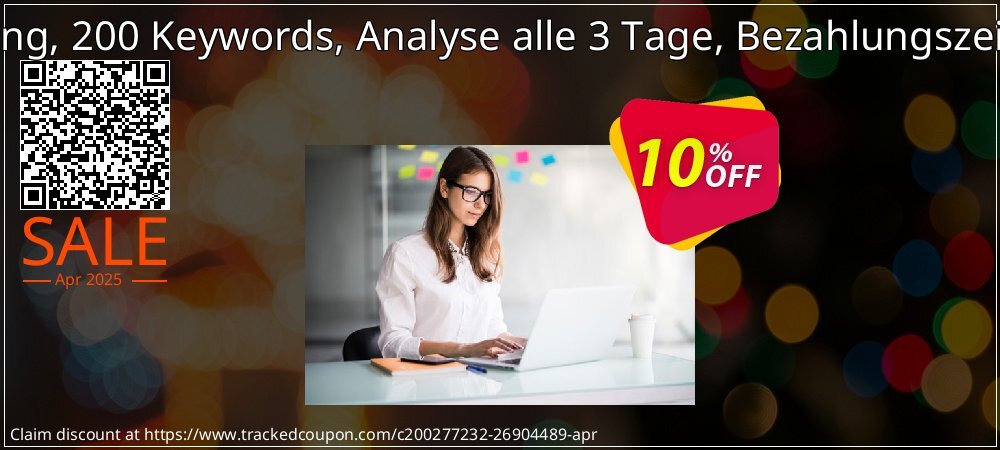 SEO-Dienstleistung, 200 Keywords, Analyse alle 3 Tage, Bezahlungszeitraum 6 Monate coupon on World Password Day discounts