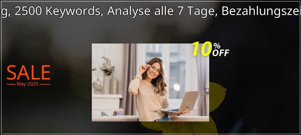 SEO-Dienstleistung, 2500 Keywords, Analyse alle 7 Tage, Bezahlungszeitraum 12 Monate coupon on Virtual Vacation Day offering sales