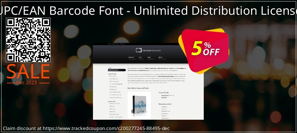 UPC/EAN Barcode Font - Unlimited Distribution License coupon on World Backup Day deals