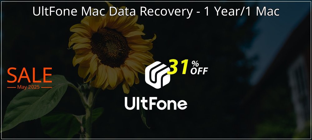 UltFone Mac Data Recovery - 1 Year/1 Mac coupon on National Pizza Party Day offer