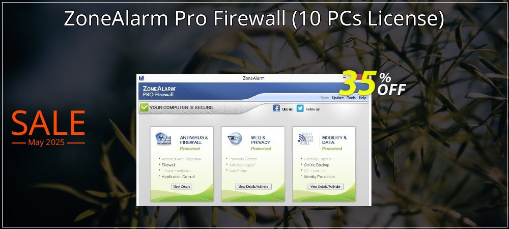 ZoneAlarm Pro Firewall - 10 PCs License  coupon on World Whisky Day promotions