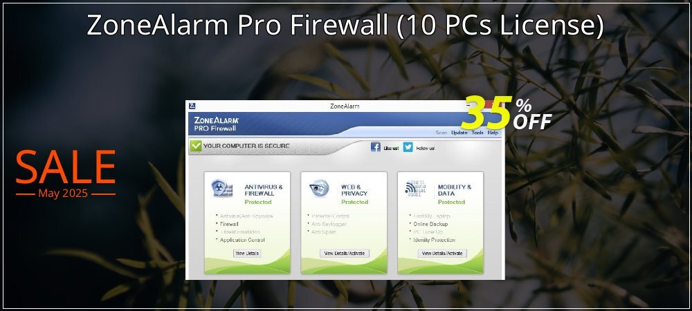 ZoneAlarm Pro Firewall - 10 PCs License  coupon on World Party Day discounts