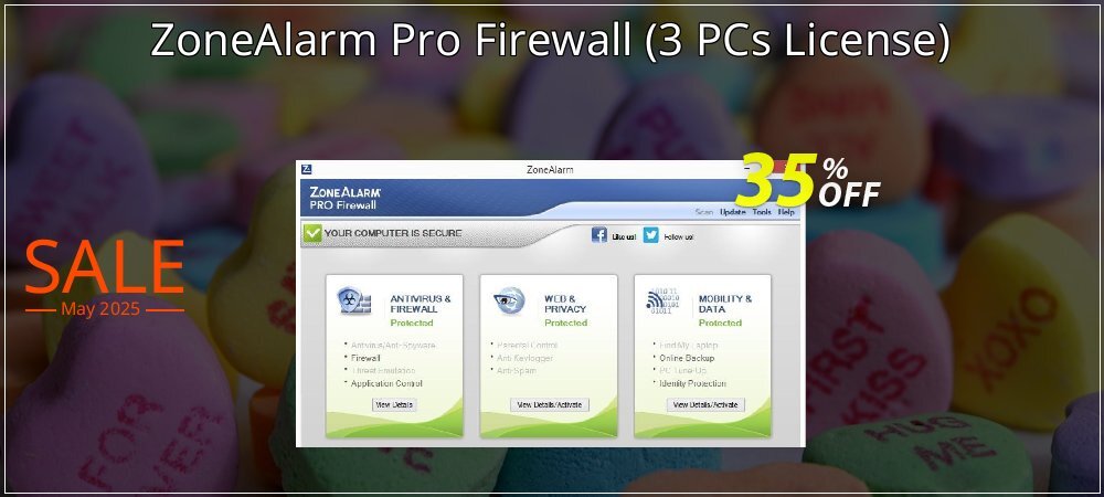 ZoneAlarm Pro Firewall - 3 PCs License  coupon on World Party Day sales