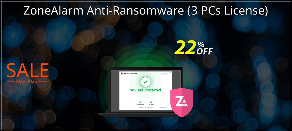 ZoneAlarm Anti-Ransomware - 3 PCs License  coupon on National Memo Day super sale