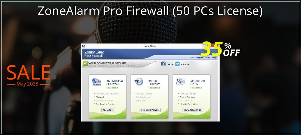 ZoneAlarm Pro Firewall - 50 PCs License  coupon on World Party Day offer