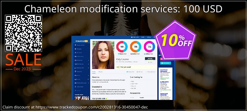 Chameleon modification services: 100 USD coupon on Working Day offering discount