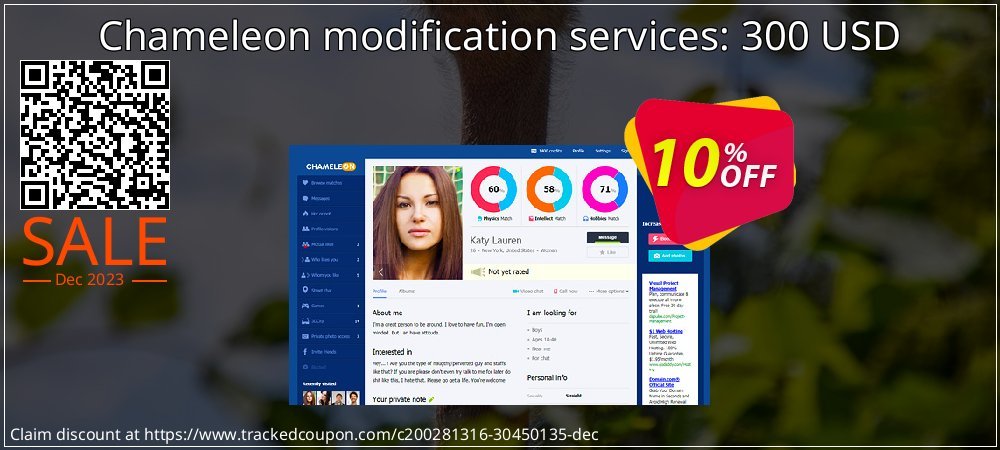 Chameleon modification services: 300 USD coupon on National Walking Day deals