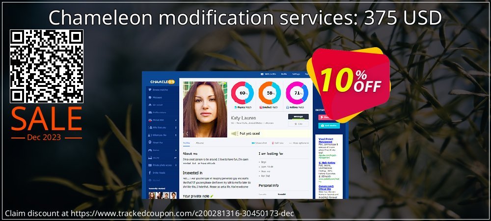 Chameleon modification services: 375 USD coupon on Virtual Vacation Day offer