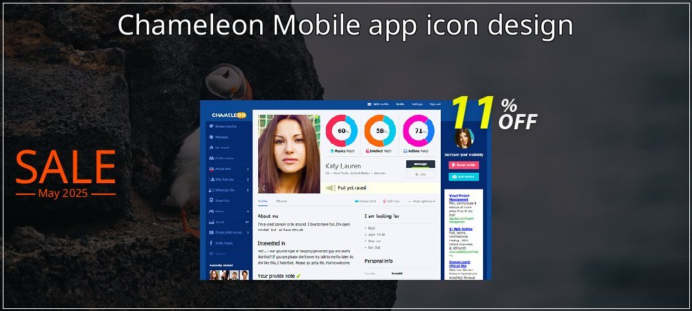 Chameleon Mobile app icon design coupon on National Memo Day discount