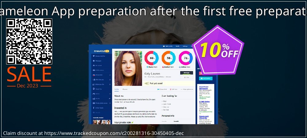 Chameleon App preparation after the first free preparation coupon on Mother Day offer