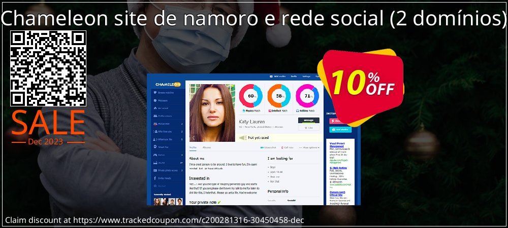 Chameleon site de namoro e rede social - 2 domínios  coupon on Easter Day sales