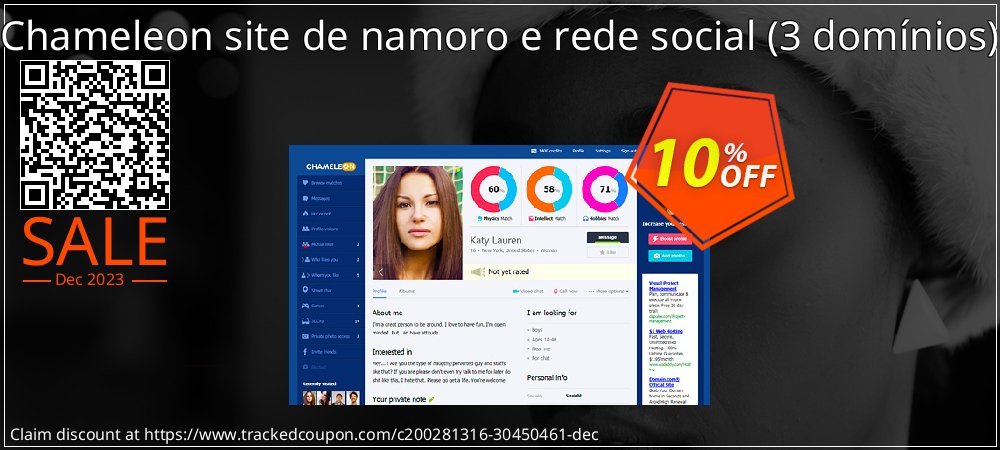 Chameleon site de namoro e rede social - 3 domínios  coupon on National Loyalty Day offering discount