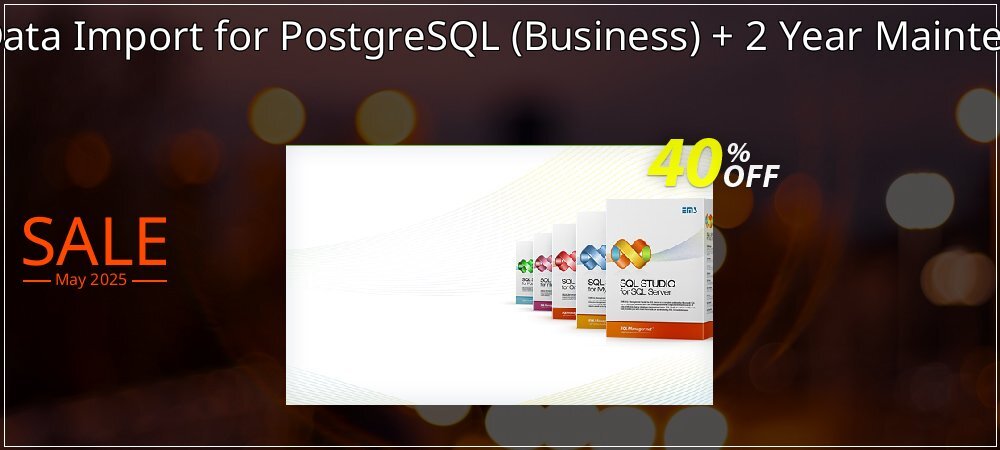 EMS Data Import for PostgreSQL - Business + 2 Year Maintenance coupon on World Party Day offering discount