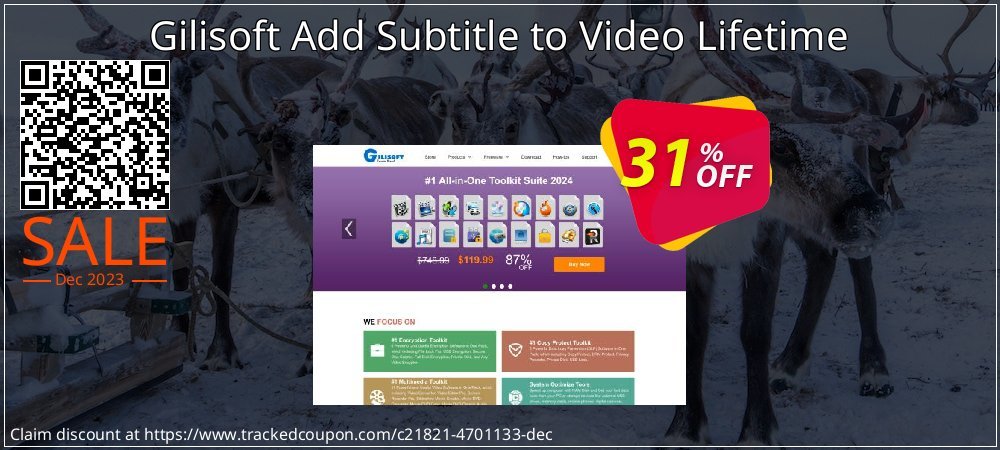 Gilisoft Add Subtitle to Video Lifetime coupon on Virtual Vacation Day discounts