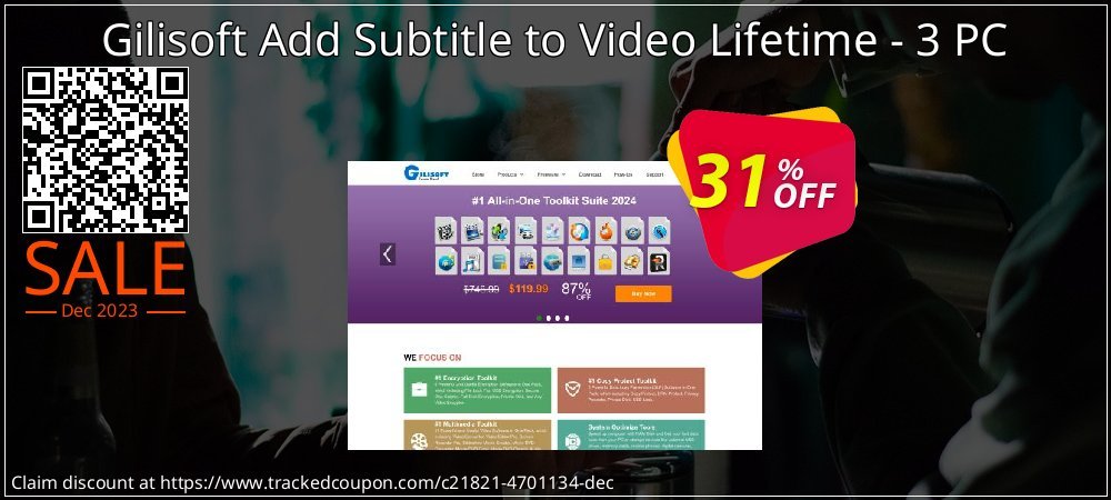 Gilisoft Add Subtitle to Video Lifetime - 3 PC coupon on National Pumpkin Day super sale