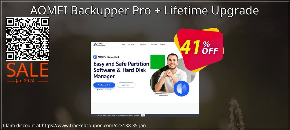 AOMEI Backupper Pro + Lifetime Upgrade coupon on 	National Kissing Day offer