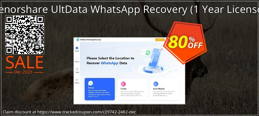 Tenorshare UltData WhatsApp Recovery - 1 Year License  coupon on Hug Holiday promotions