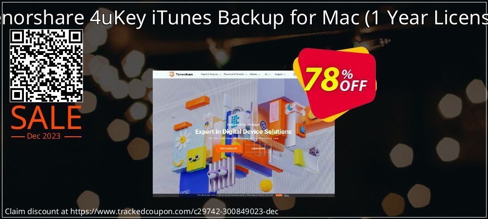 Tenorshare 4uKey iTunes Backup for Mac - 1 Year License  coupon on Thanksgiving Day promotions