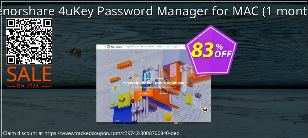 Tenorshare 4uKey Password Manager for MAC - 1 month  coupon on National No Smoking Day discounts