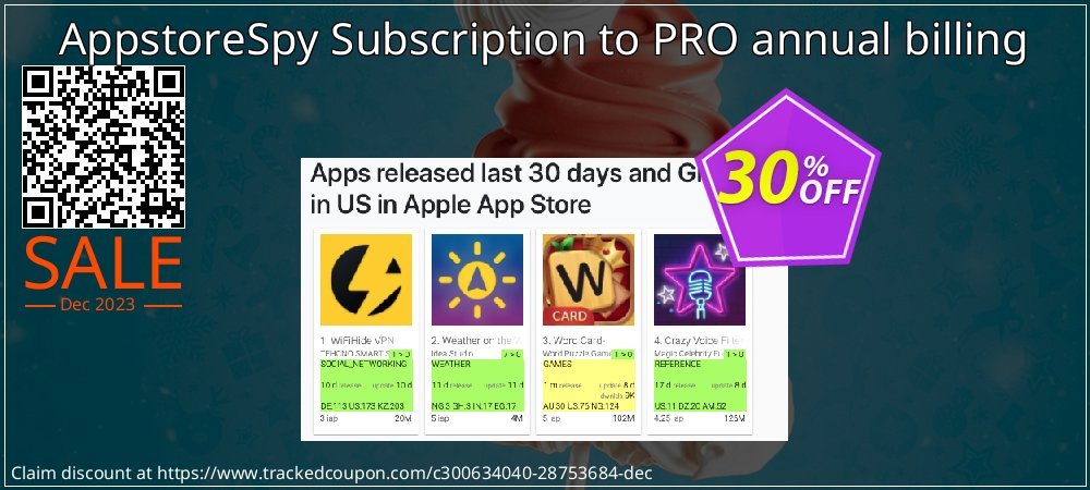 AppstoreSpy Subscription to PRO annual billing coupon on Tell a Lie Day offer