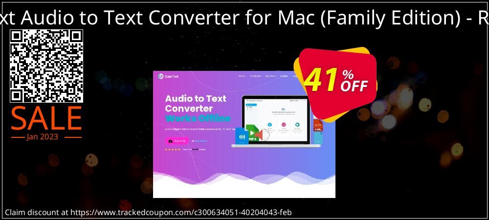 EaseText Audio to Text Converter for Mac - Family Edition - Renewal coupon on Easter Day offering sales