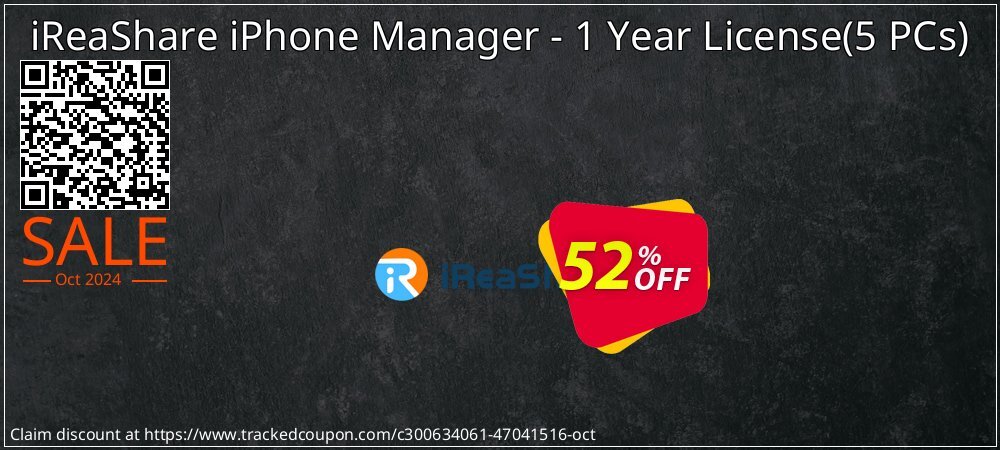 iReaShare iPhone Manager - 1 Year License - 5 PCs  coupon on National Loyalty Day sales