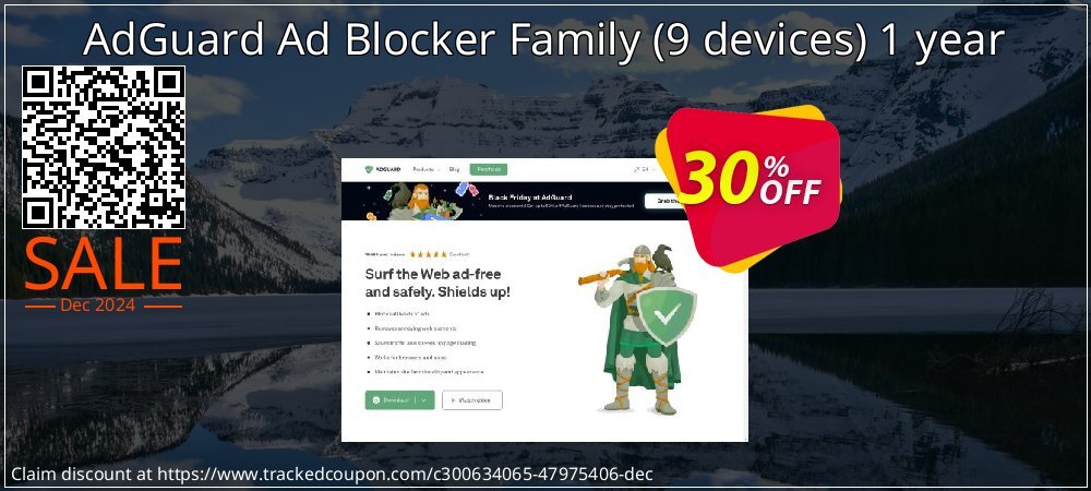 AdGuard Ad Blocker Family - 9 devices 1 year coupon on National Loyalty Day sales