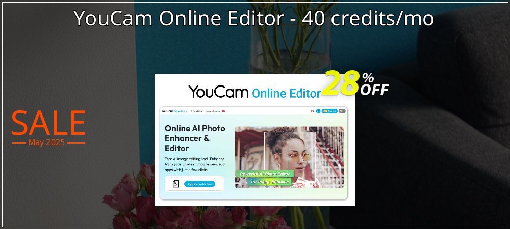 YouCam Online Editor - 40 credits/mo coupon on Mother Day super sale