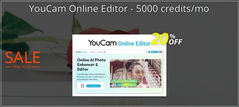 YouCam Online Editor - 5000 credits/mo coupon on Mother Day discount
