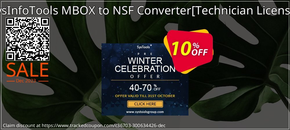 SysInfoTools MBOX to NSF Converter - Technician License  coupon on World Party Day offering discount