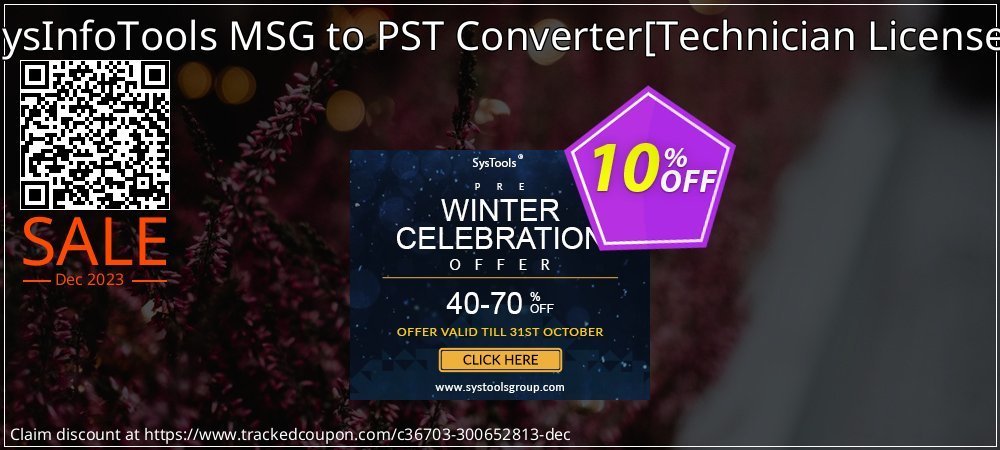 SysInfoTools MSG to PST Converter - Technician License  coupon on Virtual Vacation Day discount