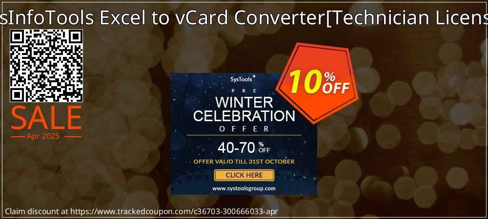 SysInfoTools Excel to vCard Converter - Technician License  coupon on Virtual Vacation Day offer