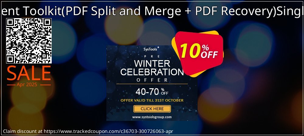 PDF Management Toolkit - PDF Split and Merge + PDF Recovery Single User License coupon on Virtual Vacation Day offer