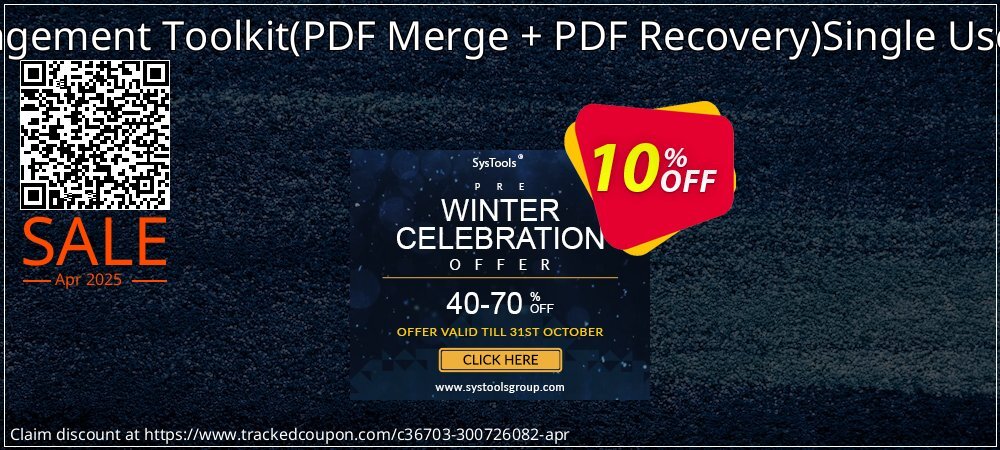 PDF Management Toolkit - PDF Merge + PDF Recovery Single User License coupon on April Fools' Day offering discount