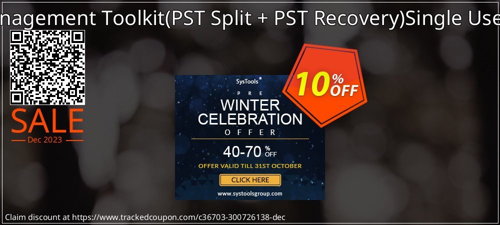 Email Management Toolkit - PST Split + PST Recovery Single User License coupon on Virtual Vacation Day offering sales