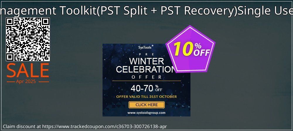 Email Management Toolkit - PST Split + PST Recovery Single User License coupon on Virtual Vacation Day offering sales