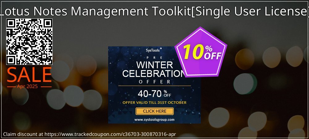 Lotus Notes Management Toolkit - Single User License  coupon on National Loyalty Day offering sales