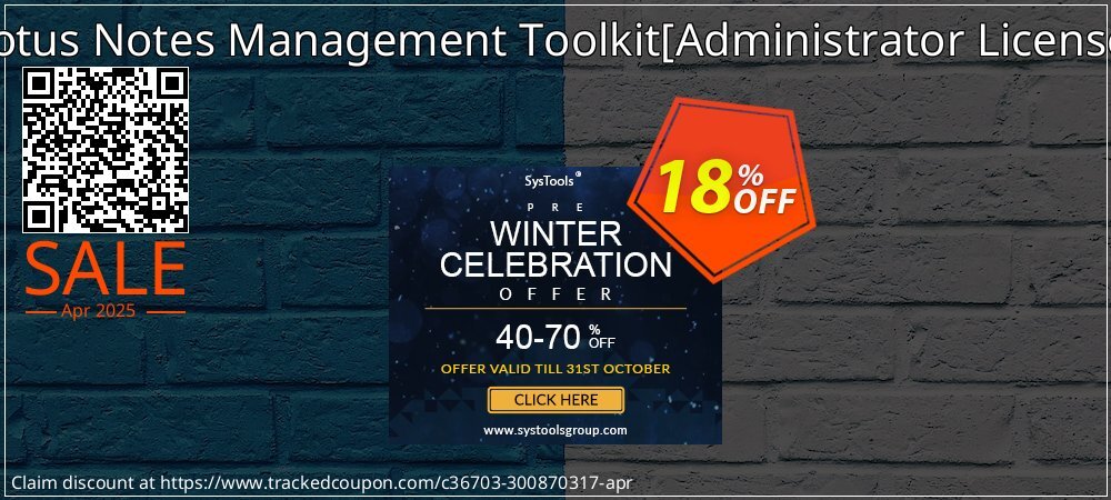 Lotus Notes Management Toolkit - Administrator License  coupon on April Fools' Day offering sales