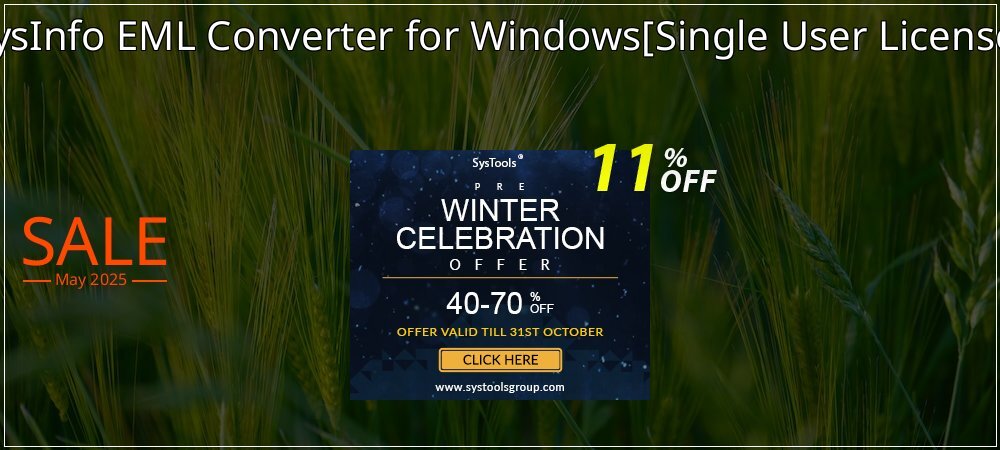 SysInfo EML Converter for Windows - Single User License  coupon on National Walking Day discount