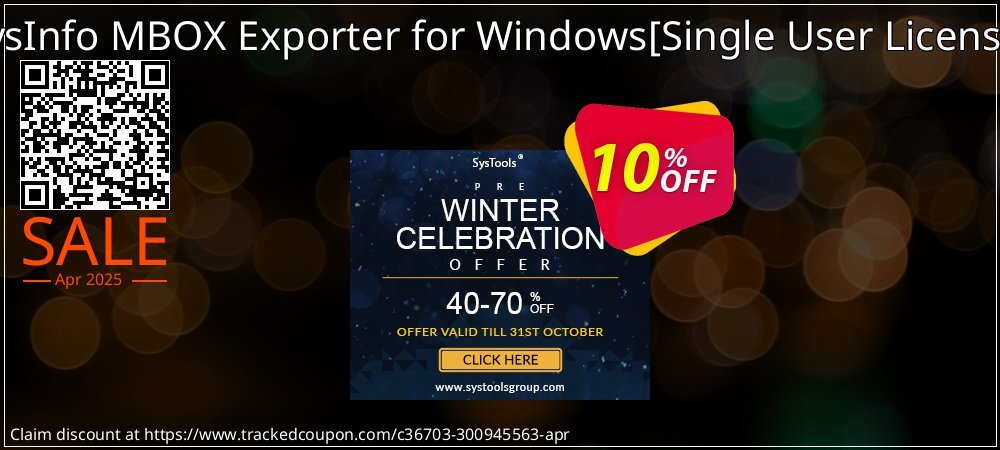 SysInfo MBOX Exporter for Windows - Single User License  coupon on Constitution Memorial Day discount