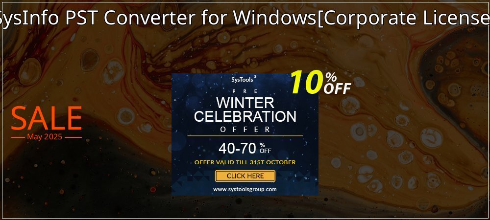 SysInfo PST Converter for Windows - Corporate License  coupon on World Party Day deals