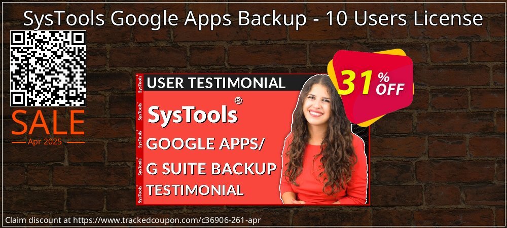 SysTools Google Apps Backup - 10 Users License coupon on National Loyalty Day sales