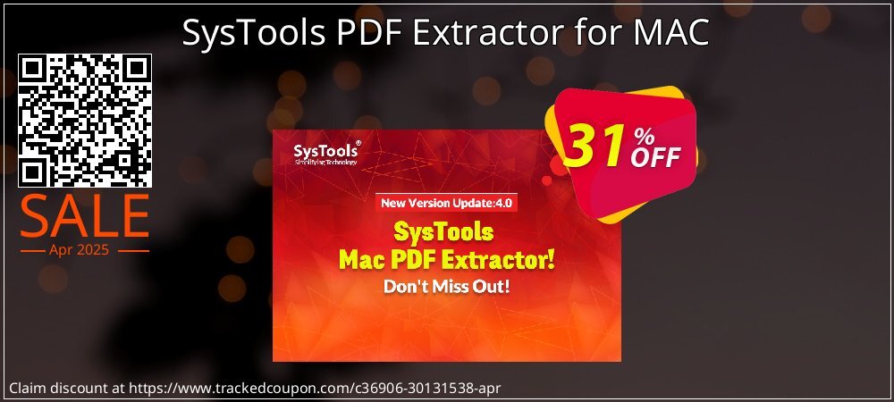 SysTools PDF Extractor for MAC coupon on Virtual Vacation Day offering discount