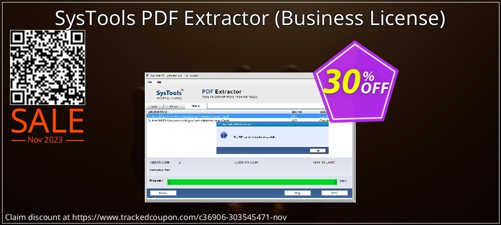 SysTools PDF Extractor - Business License  coupon on New Year's eve discount