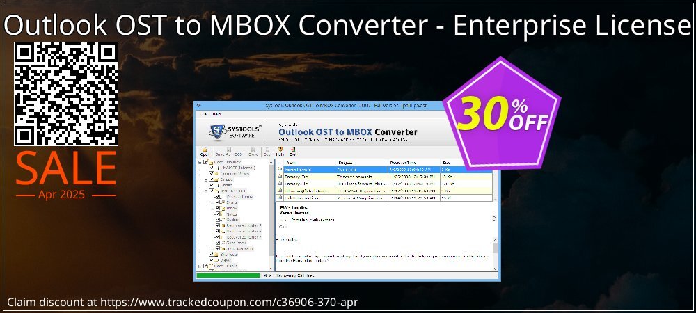 Outlook OST to MBOX Converter - Enterprise License coupon on Mother Day deals