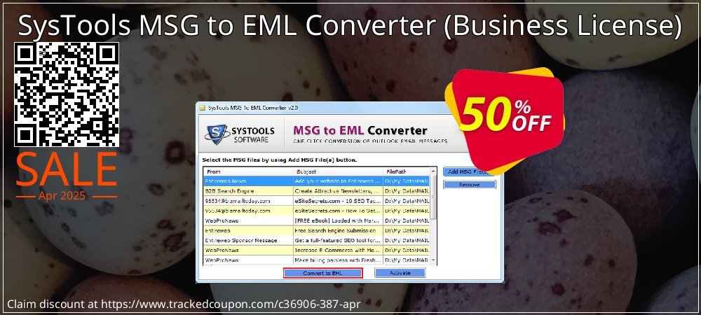 SysTools MSG to EML Converter - Business License  coupon on Working Day sales