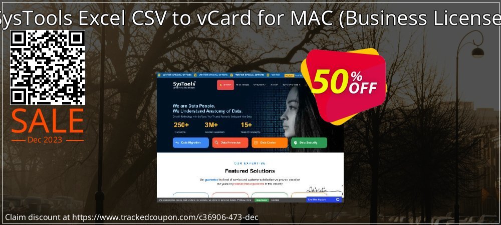 SysTools Excel CSV to vCard for MAC - Business License  coupon on Hug Holiday super sale