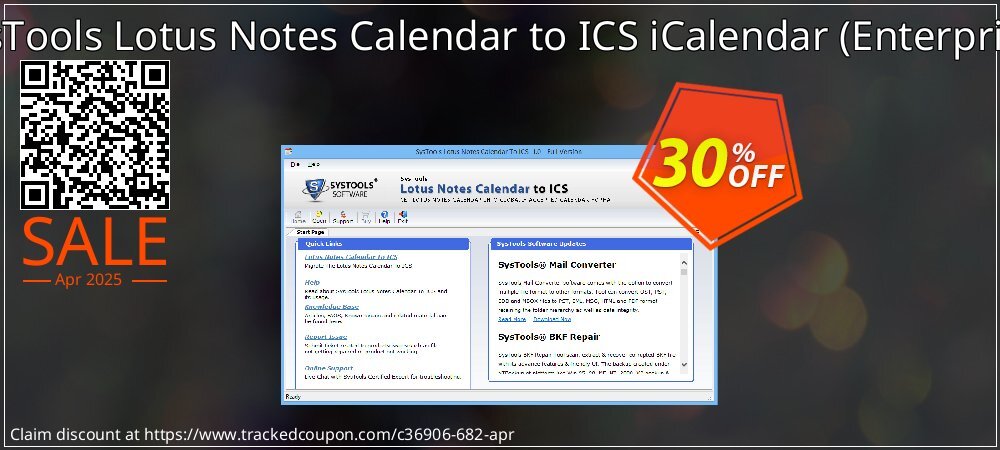 SysTools Lotus Notes Calendar to ICS iCalendar - Enterprise  coupon on Working Day discounts