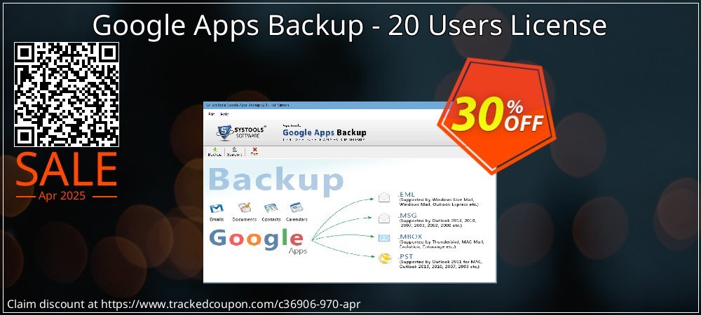 Google Apps Backup - 20 Users License coupon on National Walking Day super sale