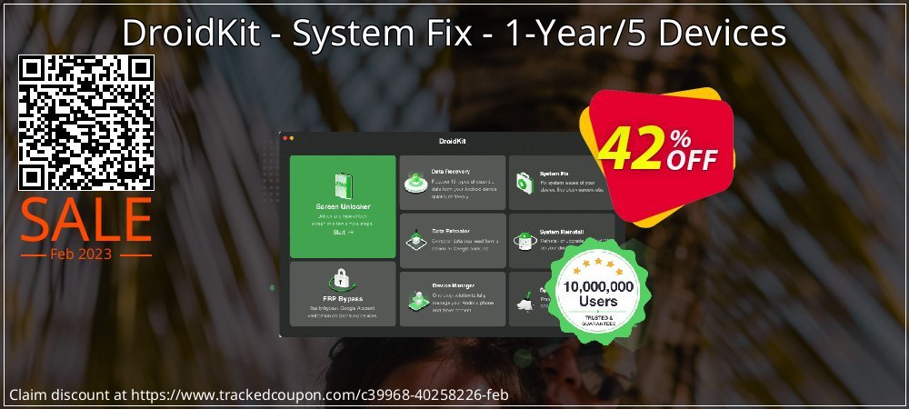 DroidKit - System Fix - 1-Year/5 Devices coupon on World Party Day discount